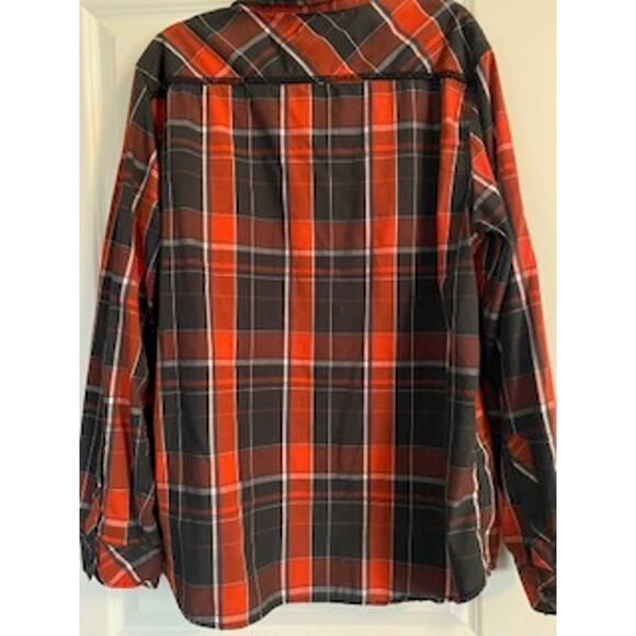 Helix Men's Size XXL Button Down L/S Athletic Fit Western Orange Black White - Picture 2 of 8